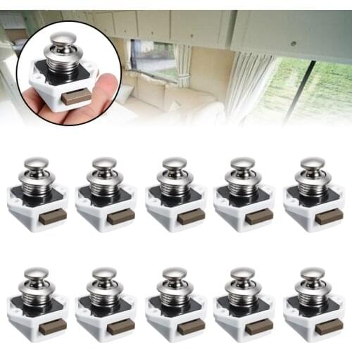 10pcs Practical Cupboard Push Button Catch Lock Knob Cabinet Latch Pop Up Camper RV Motorhome Furniture Locks