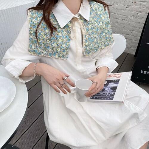Women Floral Printed Fake Collar Detachable Collars Shirt Female Removable Scarves Korean Style Flase Collar Shawl Wrap