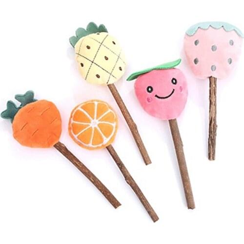 1Pcs Plush Cat Toy Cartoon Fruits Wooden Colorful Cat Catnip Toy Kitten Chew Toy Bite Resistant Cat Supplies Pet Accessories