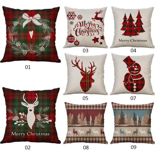 1PC Merry Christmas Cushion Cover Nordic Plaid Pillowcase Christmas Decorations For Home Navidad Decor Happy New Year Xmas Decor