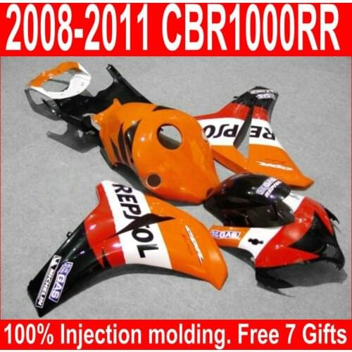 100% injection nolding fairing kit for Honda CBR1000RR 08 09 10 11 orange black fairings set CBR1000RR 2008-2011 DZ27