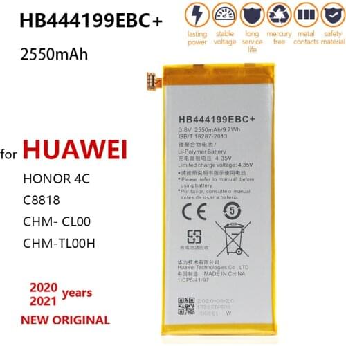 100% Original 2550mAh HB444199EBC+ Mobile Battery For Huawei Honor 4C C8818 CHM- CL00 CHM-TL00H CHM-UL00 chm-u01 G Play Mini