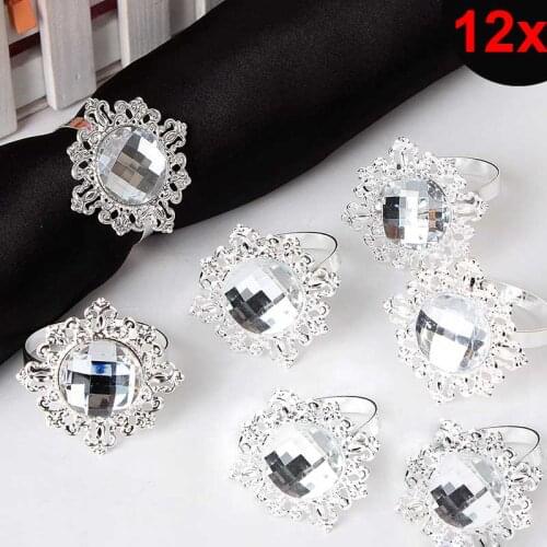 12pcs Bling Acrylic Napkin Rings Napkins Holder Wedding Party Banquet Dinner Christmas Decor Favor Hogard