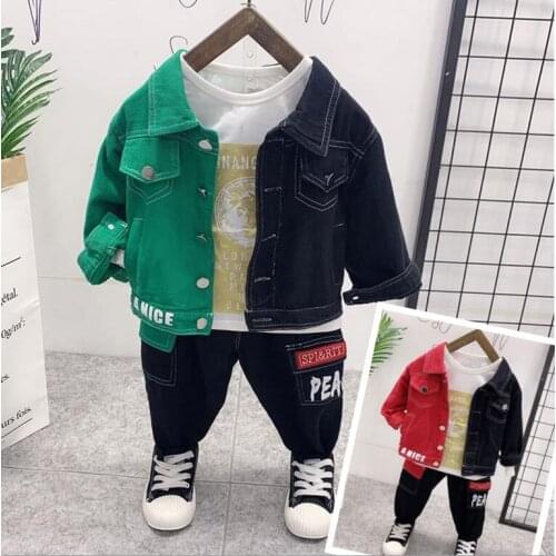 Children Clothes Autumn Winter Baby Boys Clothes Denim jacket+T-shirts+jeans 3pcs Sports Suits Costume For Boys Kids Clothes Set