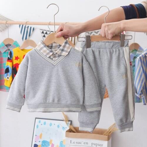 Children Clothing Sets Baby Boys Clothes Set For Newborn Coat+Plaid Shirt+Pant 3pcs/set Girls Sports Tracksuit Set