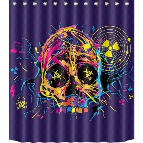 72'' Bathroom Waterproof Fabric Shower Curtain Polyester 12 Hooks Bath Accessory Sets Colorful Graffiti Sugar Skull Musician