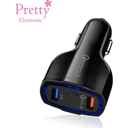 Type-C QC 3.0 USB Car Charger 3 Port Car-Charger For Universal Mobile Phone 3.5A Output FCC CE ROHS Certification