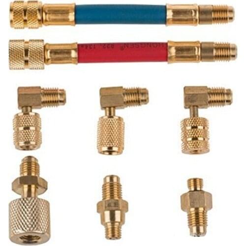 Car-Styling Car A/C Air Conditioner Refrigeration Converting Adapter Connector Hose Set Kit R134A R12