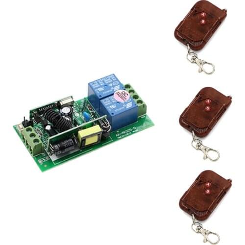 Free Shipping 2CH RF Wireless Remote Control Switches Receiver and 3 Transmitters Home Automation 315MHZ or 433MHZ