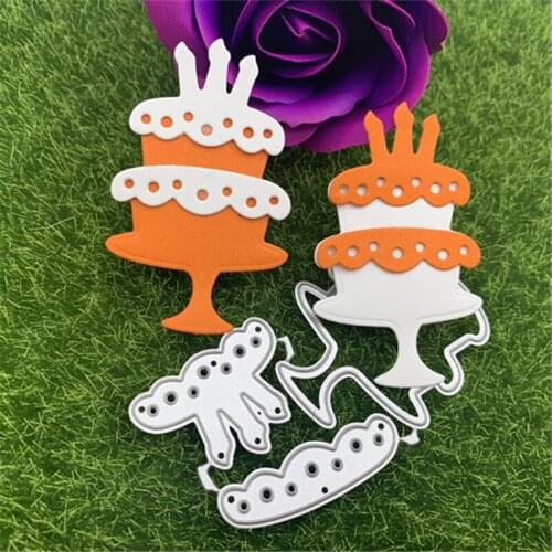 Double Layer Birthday Cake Metal Cutting Dies Stencils For DIY Scrapbooking Decorative Embossing Handcraft Die Cutting Template