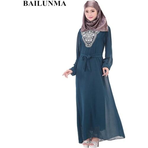 Hijab dress Chiffon Muslim dress women Arabic fashion dresses plus size abaya hijab indonesia B30002
