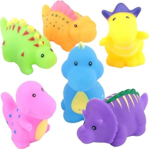 6 Piece Dinosaur Bath Toys Water Spraying Toys Squirts Fun Bath Toys, Children Interesting Squirters Shower Tub Pool Toys