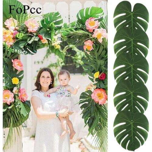35x29CM 10Pcs Artificial Tropical Palm Leaves For DIY Christmas Party Wedding Table Decorations Beach Theme Home Garden Decor