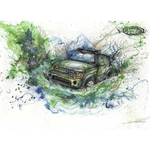 Green car oil painting living room modern minimalist car painting decorative mural paintings sofa Cheap picture on canvas