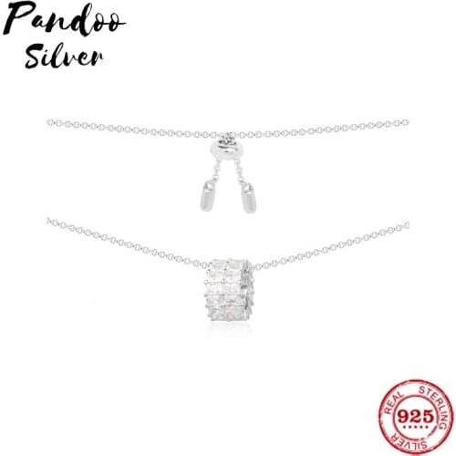 Fashion Sterling Silver Copy 1:1 Copy,Adjustable Precieuse Necklace With Baguette Stone Loop Pendant Women 2021 Jewelry Gift