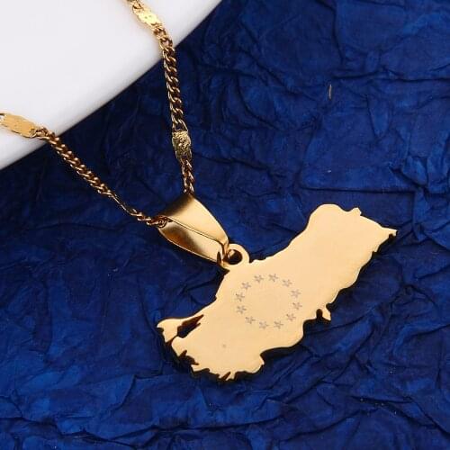 Stainless Steel Turkey Map Pendant Necklace for Women Men Trendy Turks Map Jewelry