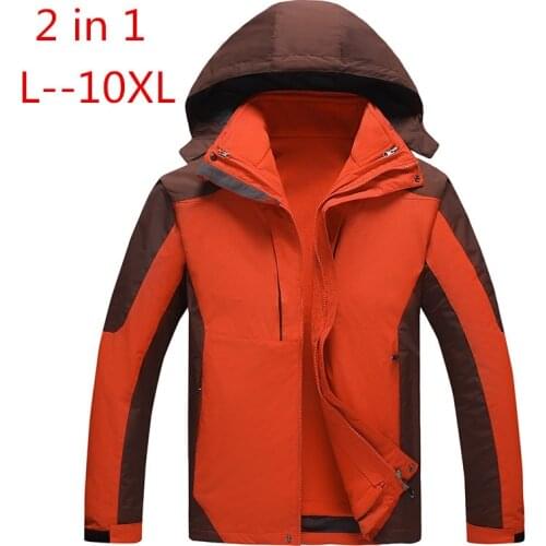 PLUS SIZE 10XL 8XL 6XL 5XL 4XL outwear Waterproof Windproof Breathable Warm Jacket Winter Men Coat parka 2 in 1 set Clothing