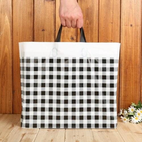 50pcs Striped square plastic bag socks shirt underwear clothes packaging bag with handle large storage pouch package