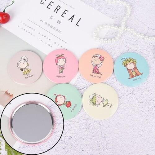 L06 Cute Girl Mini Pocket Makeup Mirror Cosmetic Compact Mirrors Espelho De Maquiagem Espejos De Bolsillo Friut Design Round