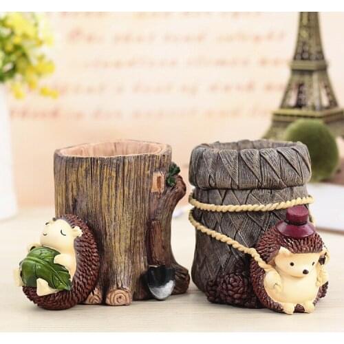 Lovely Students Give Teacher Pen Insert Hedgehog Pen Container New Strange Birthday Gift Resin Handicraft Ornaments Flowerpot