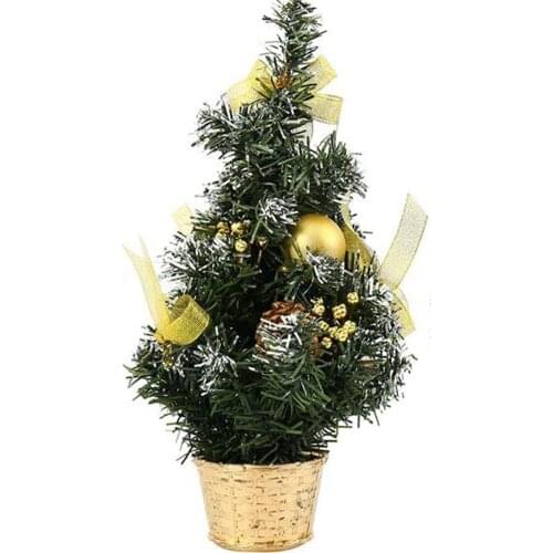 30cm Table Mini Christmas Tree Ball Bowknot Pine Cone Flowers Ornaments Artificial Tabletop Xmas Decoration New Year Gift