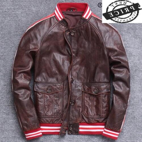 Real Leather 100% Jacket Men Autumn Winter Cloth Streetwear Moto Fit Genuine Cow Leather Coat Mens Leather Jacket V1a2a