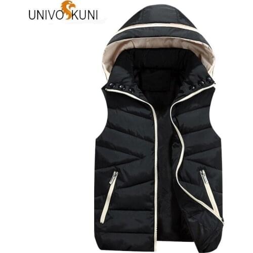 UNIVOS KUNI 2019 New Fashion Autumn Winter Thick Warm Men Cotton Coats Fit Slim Solid Color Sleeveless Vest For Male/Women Q534
