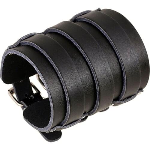 2016 New fashion Brand Cool Punk Vintage Black Genuine Cowhide Wide Cuff Leather Bracelet Men Jewelry Consignment pulseira couro