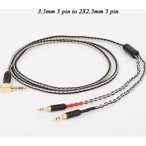 New Headphone cable 3.5mm Right angled Male to Dual 2.5mm Male Compatible with Hifiman HE400S, HE-400I, HE-400i HE560 HE1000