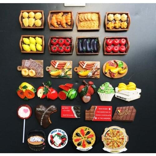 Food Travel Commemorative Gifts from All over the World Hand Painting Magnetic Refrigerator Stickers for home decor