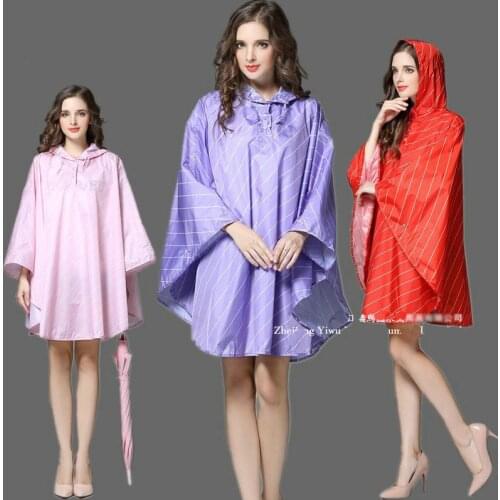 Cloak Style Women Lightweight Poncho With Hood Colorful Waterproof Raincoat Adults Outdoor Bicycle Rainwear