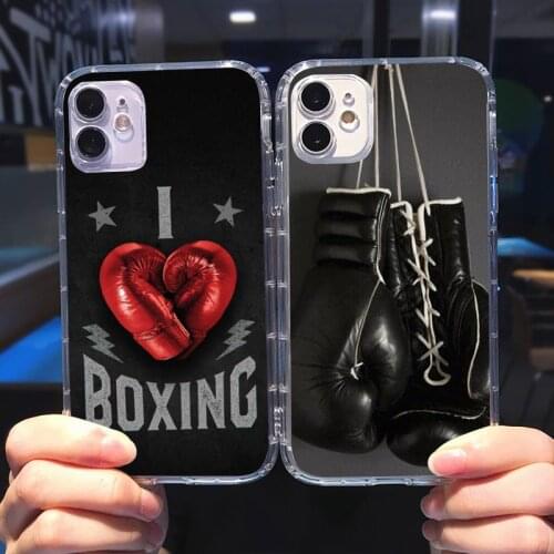 Strong Boxing Gloves Phone Case Transparent soft For iphone 5 5s 5c se 6 6s 7 8 11 12 plus mini x xs xr pro max