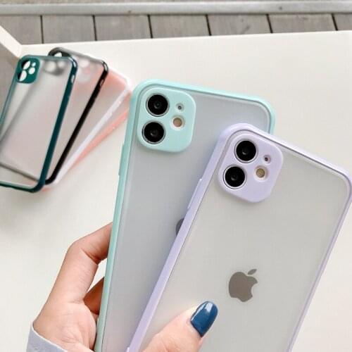 For iPhone 7 8 6 6S Plus 12 Mini 11 Pro Max X XS XR SE 2020 Shockproof Armor Matte Phone Case Camera Protection Candy Back Cover