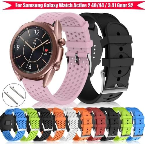 Silicone 20MM Band Strap For Samsung Galaxy Watch Active 2 40/44 / 3 41 Gear S2 Smartwatch Wristband Huawei Gt 2 42MM Ticwatch E