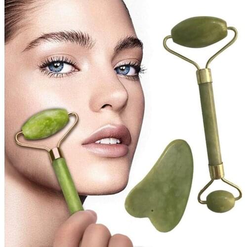 Facial Massage Jade Roller Face Body Head Neck Nature Beauty Device Massage Stone Body Jade Gua Sha Board Beauty Tool Set