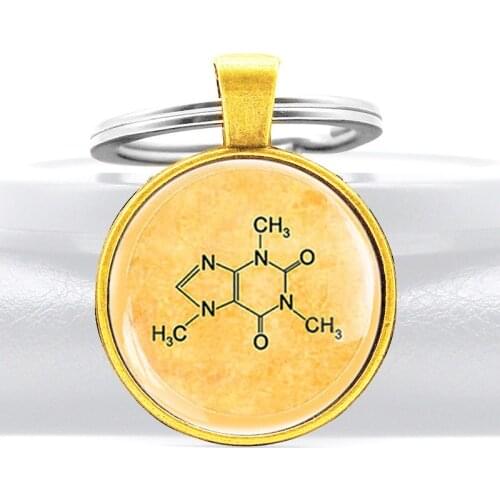 Unique Chemical Equation Glass Dome Metal Keychains Classic Men Women Pendant Key Rings