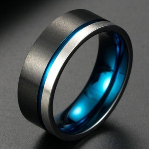 High Quality And Simple Blue Black Mens Wedding Knuckle Finger Ring Rings Gifts For Men Stainless Steel Jewelry Ring Size 13