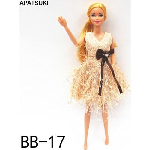 Yellow Fashion Doll Clothes For Barbie Doll Outfits Bowknot Princess Party Dress 1/6 Dolls Accessories Kid Toys