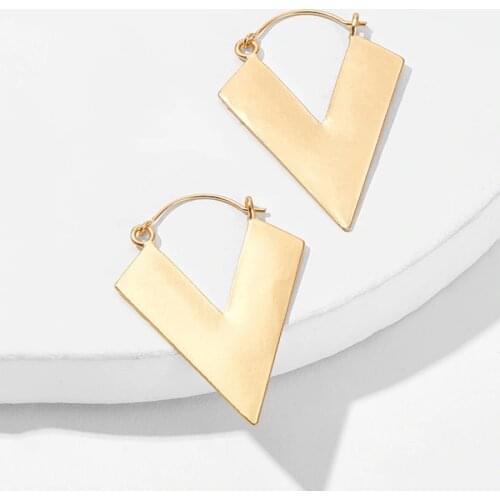 Simple Triangle Irregular Pendant Alloy Earrings for Women Gold Big Earrings Pendientes Mujer Moda Bijoux Femme Indian Jewelry