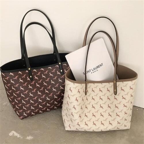 Women Shoulder Bags Fashion Casual Shopping Bag Handbags For Felae Ladies Print Open Pu Leather Bags