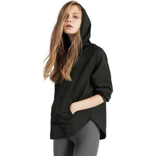 Winter Long-Sleeved Loose Hooded Sports Running Fitness Clothes Female Sportswear