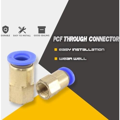 1 pc PCF quick straight pipe quick insert connector Pneumatic components Inner Thread Copper Connector Tube Fitting
