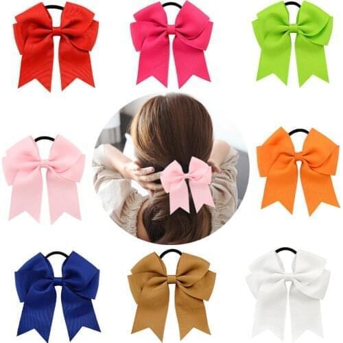 1000pcs 20 colors Girls Cheerleading Bow Elastic Hair Bands child Ribbon Rope Ponytail Holder