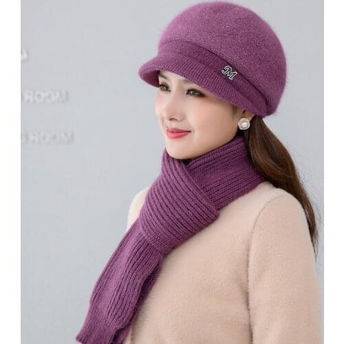 2021 Hat Winter Womens Mask Balaclava Hat For Girls Scarf Thick Warm Fleece Inside Knitted Hat Scarf Set 2pcs Winter Hats