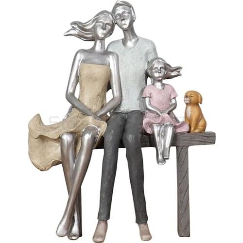 3pcs Nordic Resin Couples Memorial Day Happiness Family Three Decoration Living Room TV Cabinet Bedroom Decoration Wedding Gift