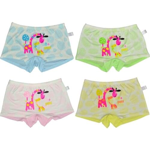 4Pcs / Pack Cartoon Design Baby Girls Briefs Children Panties Boxer Underwear Cotton Wear Infantil Deer Panties For Girl