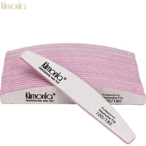 50Pcs Klimonla 100/180 Grit Gray Nail File Double Side UV Gel Polish Manicure Art Salon Tool Beauty Accessories Wholesale