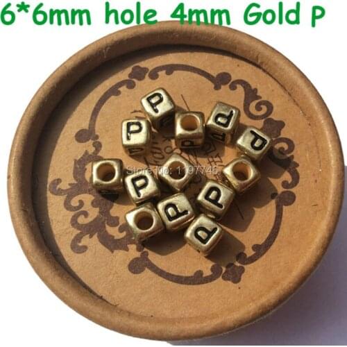 Acrylic Gold Alphabet Letter Beads With 4mm Big Hole Acrylic Square Beads diy Bracelet For Women Jewelry Making 2600pcs 6x6mm