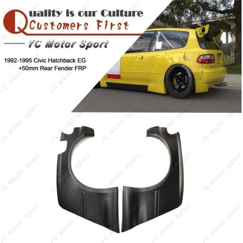 Car Accessories FRP Fiber Glass PDM Style +50mm Rear Fender Fit For 1992-1995 Civic Hatchback EG Rear Over Fender Flare Cover