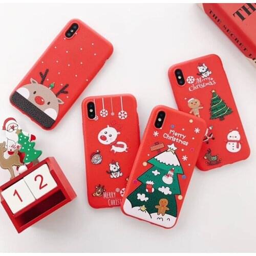 Christmas Deer Cover For iphone 11 pro Max XS XR 6 6s 7 8 5 5S SE 2020 Silicon Soft Phone Case Funda For iphone 7 8 plus